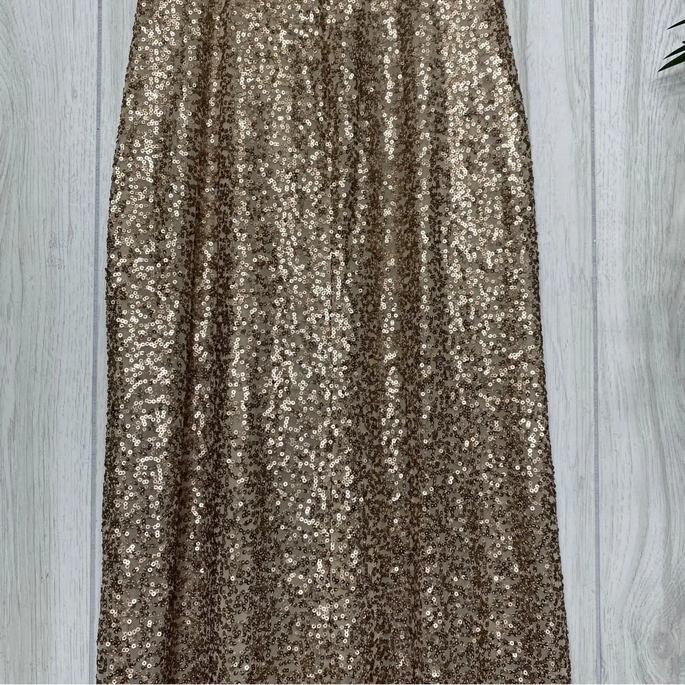 NEW Amsale Samantha Spaghetti Strap V Neck Sequin Gown BHLDN size 6 NWT - Picture 8 of 13